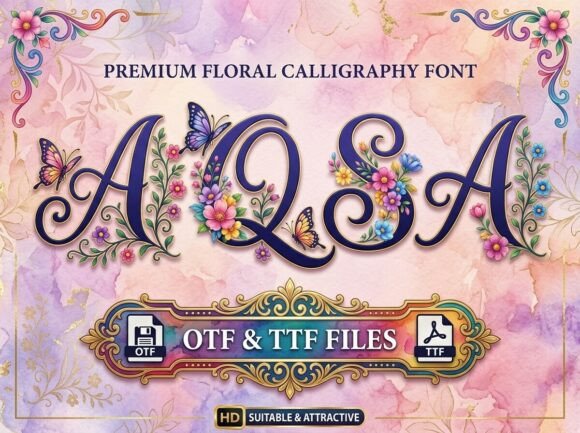 Aqsa: A Floral Calligraphy Font for Whimsical Branding
